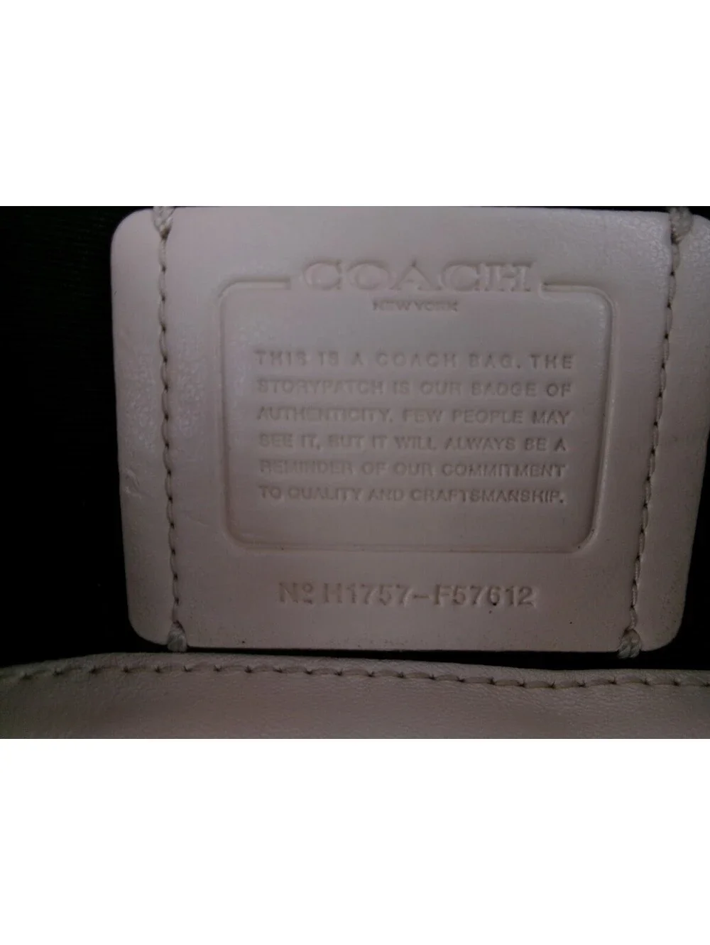 Coach F57612 Ivory Signature Canvas Leather Tote Shoulder Bag Hangtag